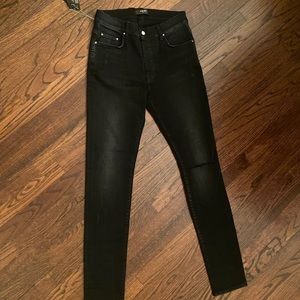 AMIRI Classic Stack Slit Knee Indigo Denim Skinny Black Jeans Sz 32 (30-33) NWT